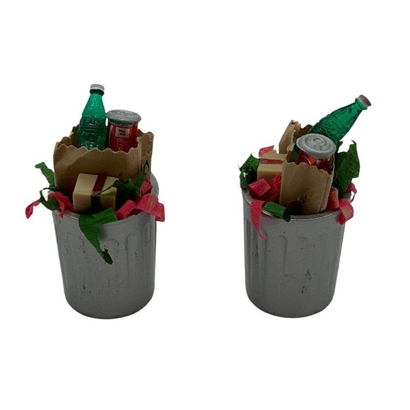 Department 56 The Original Snow Village Christmas Trash Cans NIB - Picture 1 of 9